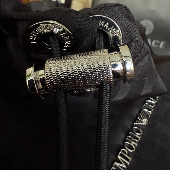 Emporio Armani Black Nylon oversized Drawstring Logo Backpack - Picture 8 of 16